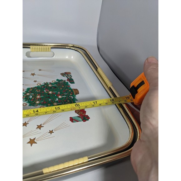 VTG 3 Pc Lacquered Merry Christmas Nesting Trays Hand Decorated w/ box Japan - Picture 15 of 16